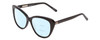 Profile View of Ernest Hemingway H4735 Designer Progressive Lens Blue Light Blocking Eyeglasses in Gloss Black Ladies Cateye Full Rim Acetate 54 mm