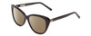 Profile View of Ernest Hemingway H4735 Designer Polarized Reading Sunglasses with Custom Cut Powered Amber Brown Lenses in Gloss Black Ladies Cateye Full Rim Acetate 54 mm