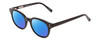 Profile View of Ernest Hemingway H4739 Designer Polarized Sunglasses with Custom Cut Blue Mirror Lenses in Gloss Black Unisex Cateye Full Rim Acetate 53 mm