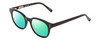 Profile View of Ernest Hemingway H4739 Designer Polarized Reading Sunglasses with Custom Cut Powered Green Mirror Lenses in Gloss Black Unisex Cateye Full Rim Acetate 53 mm