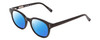 Profile View of Ernest Hemingway H4739 Designer Polarized Reading Sunglasses with Custom Cut Powered Blue Mirror Lenses in Gloss Black Unisex Cateye Full Rim Acetate 53 mm