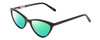 Profile View of Ernest Hemingway H4740 Designer Polarized Reading Sunglasses with Custom Cut Powered Green Mirror Lenses in Gloss Black Ladies Cateye Full Rim Acetate 56 mm
