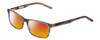 Profile View of Ernest Hemingway H4806 Designer Polarized Sunglasses with Custom Cut Red Mirror Lenses in Grey Blue/Auburn Brown Layered Mist Unisex Rectangle Full Rim Acetate 56 mm