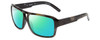 Profile View of Dragon Alliance DR JAM SMALL LL Designer Polarized Reading Sunglasses with Custom Cut Powered Green Mirror Lenses in Rob Machado Resin Marble Unisex Square Full Rim Acetate 58 mm