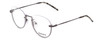 Profile View of DKNY DK1000 Designer Reading Eye Glasses with Custom Cut Powered Lenses in Satin Grey Tortoise Ladies Round Semi-Rimless Metal 52 mm