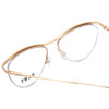 Close Up View of DKNY DK1015 Ladies Cateye Semi-Rimless Designer Reading Glasses Shiny Gold 53 mm