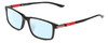 Profile View of Nike 7924AF Designer Blue Light Blocking Eyeglasses in Black Red  Unisex Rectangle Full Rim Metal 54 mm