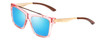 Profile View of Smith Optics Runaround Designer Polarized Sunglasses with Custom Cut Blue Mirror Lenses in Pink Crystal Gold Ladies Cateye Full Rim Acetate 55 mm