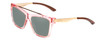 Profile View of Smith Optics Runaround Designer Polarized Reading Sunglasses with Custom Cut Powered Smoke Grey Lenses in Pink Crystal Gold Ladies Cateye Full Rim Acetate 55 mm