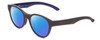 Profile View of Smith Optics Snare Designer Polarized Sunglasses with Custom Cut Blue Mirror Lenses in Matte Smoke Grey Blue Unisex Round Full Rim Acetate 51 mm