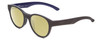 Profile View of Smith Optics Snare Designer Polarized Reading Sunglasses with Custom Cut Powered Sun Flower Yellow Lenses in Matte Smoke Grey Blue Unisex Round Full Rim Acetate 51 mm