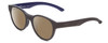 Profile View of Smith Optics Snare Designer Polarized Reading Sunglasses with Custom Cut Powered Amber Brown Lenses in Matte Smoke Grey Blue Unisex Round Full Rim Acetate 51 mm