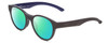Profile View of Smith Optics Snare Designer Polarized Reading Sunglasses with Custom Cut Powered Green Mirror Lenses in Matte Smoke Grey Blue Unisex Round Full Rim Acetate 51 mm