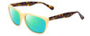 Profile View of Smith Optics Tioga Designer Polarized Reading Sunglasses with Custom Cut Powered Green Mirror Lenses in Horn Ivory Milk Marble Tortoise Brown Unisex Classic Full Rim Acetate 58 mm