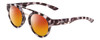 Profile View of Smith Optics Range Designer Polarized Sunglasses with Custom Cut Red Mirror Lenses in Grey Chocolate Tortoise Havana Ladies Round Full Rim Acetate 50 mm
