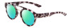 Profile View of Smith Optics Range Designer Polarized Reading Sunglasses with Custom Cut Powered Green Mirror Lenses in Grey Chocolate Tortoise Havana Ladies Round Full Rim Acetate 50 mm