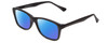 Profile View of Gotham Style 237 Designer Polarized Sunglasses with Custom Cut Blue Mirror Lenses in Matte Black Unisex Classic Full Rim Acetate 55 mm
