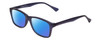 Profile View of Gotham Style 237 Designer Polarized Sunglasses with Custom Cut Blue Mirror Lenses in Matte Blue Unisex Classic Full Rim Acetate 55 mm