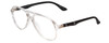 Profile View of Gotham Style Flex Collection 67 Designer Blue Light Blocking Eyeglasses in Crystal&Matte Black Mens Aviator Full Rim Acetate 65 mm