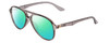 Profile View of Gotham Style Flex Collection 67 Designer Polarized Reading Sunglasses with Custom Cut Powered Green Mirror Lenses in Grey Mens Aviator Full Rim Acetate 65 mm