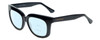 Profile View of Isaac Mizrahi IM40-10 Designer Progressive Lens Blue Light Blocking Eyeglasses in Black Ladies Retro Full Rim Acetate 52 mm