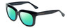 Profile View of Isaac Mizrahi IM40-10 Designer Polarized Reading Sunglasses with Custom Cut Powered Green Mirror Lenses in Black Ladies Retro Full Rim Acetate 52 mm