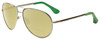 Profile View of Isaac Mizrahi IM36-86 Designer Polarized Reading Sunglasses with Custom Cut Powered Sun Flower Yellow Lenses in Gold Mint Green Unisex Aviator Full Rim Acetate 59 mm
