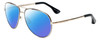 Profile View of Isaac Mizrahi IM36-10 Designer Polarized Sunglasses with Custom Cut Blue Mirror Lenses in Black Gold Unisex Aviator Full Rim Metal 59 mm