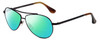 Profile View of Isaac Mizrahi IM16-20 Designer Polarized Reading Sunglasses with Custom Cut Powered Green Mirror Lenses in Bronze Copper Brown Unisex Aviator Full Rim Metal 59 mm