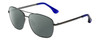 Profile View of Isaac Mizrahi IM49-37 Designer Polarized Reading Sunglasses with Custom Cut Powered Smoke Grey Lenses in Gun Metal Grey Blue Violet Unisex Aviator Full Rim Metal 58 mm