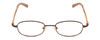 Front View of Vivid KIDS 115 Designer Reading Eye Glasses with Custom Cut Powered Lenses in Bronze Brown Tan White Unisex Oval Full Rim Metal 44 mm