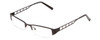 Profile View of Vivid 412 Designer Single Vision Prescription Rx Eyeglasses in Satin Black Unisex Rectangle Semi-Rimless Metal 52 mm