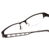 Close Up View of Vivid 412 Designer Single Vision Prescription Rx Eyeglasses in Satin Black Unisex Rectangle Semi-Rimless Metal 52 mm