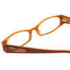 Close Up View of Vivid 902 Designer Single Vision Prescription Rx Eyeglasses in Auburn Amber Orange Ladies Oval Full Rim Acetate 49 mm