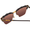 Close Up View of GUCCI GG0660S-001 Women Cateye Designer Sunglasses Black/Antique Gold/Brown 58mm