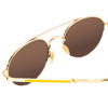 Close Up View of GUCCI GG0984S-002 Unisex Aviator Designer Sunglasses in Gold & Yellow/Brown 53mm