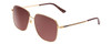 Profile View of GUCCI GG0987SA-002 Unisex Classic Designer Sunglasses in Gold & Plum/Brown 60 mm