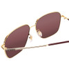 Close Up View of GUCCI GG0987SA-002 Unisex Classic Designer Sunglasses in Gold & Plum/Brown 60 mm