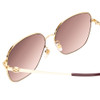 Close Up View of GUCCI GG1089SA-002 Womens Oversized Designer Sunglasses in Gold/Plum/Brown 61 mm