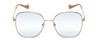 Front View of GUCCI GG1089SA-004 Womens Oversized Designer Sunglasses in Gold & Tan/Blue 61 mm