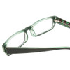 Close Up View of Moda Vision 2013 Designer Reading Eye Glasses with Custom Cut Powered Lenses in Green Crystal Layer Mosaic Unisex Rectangle Full Rim Acetate 55 mm