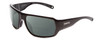 Profile View of Smith Optics Castaway Designer Polarized Reading Sunglasses with Custom Cut Powered Smoke Grey Lenses in Gloss Black Unisex Wrap Full Rim Acetate 63 mm