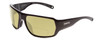 Profile View of Smith Optics Castaway Designer Polarized Reading Sunglasses with Custom Cut Powered Sun Flower Yellow Lenses in Gloss Black Unisex Wrap Full Rim Acetate 63 mm