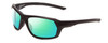 Profile View of Smith Optics Rebound Elite Designer Polarized Reading Sunglasses with Custom Cut Powered Green Mirror Lenses in Matte Black Unisex Rectangle Full Rim Acetate 59 mm