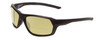 Profile View of Smith Optics Rebound Elite Designer Polarized Reading Sunglasses with Custom Cut Powered Sun Flower Yellow Lenses in Matte Black Unisex Rectangle Full Rim Acetate 59 mm