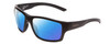Profile View of Smith Optics Outback Elite Designer Polarized Reading Sunglasses with Custom Cut Powered Blue Mirror Lenses in Matte Black Unisex Square Full Rim Acetate 59 mm