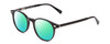 Profile View of Ernest Hemingway H4908 Designer Polarized Reading Sunglasses with Custom Cut Powered Green Mirror Lenses in Gloss Black Unisex Round Full Rim Acetate 49 mm