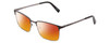 Profile View of Ernest Hemingway H4909 Designer Polarized Sunglasses with Custom Cut Red Mirror Lenses in Black/Gun Metal Unisex Rectangle Full Rim Metal 55 mm