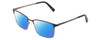 Profile View of Ernest Hemingway H4909 Designer Polarized Reading Sunglasses with Custom Cut Powered Blue Mirror Lenses in Black/Gun Metal Unisex Rectangle Full Rim Metal 55 mm