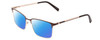 Profile View of Ernest Hemingway H4909 Designer Polarized Sunglasses with Custom Cut Blue Mirror Lenses in Brown/Gold Unisex Rectangle Full Rim Metal 55 mm